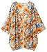 Tribear Women Chiffon Kimono Cardigan Floral Printed Bat Sleeve Casual Capes Beach Cover up (XX-Large, Blue YellowF)
