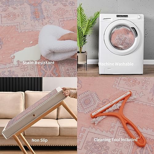 Washable Runner Rug Hallway Carpet : 2x8ft Stain Resistant Entryway Runner No Crease Non Slip Laundry Room Floor Rug for Indoor Kitchen Bedroom Bedside Entryway Entry Foyer Dining Office Farmhouse