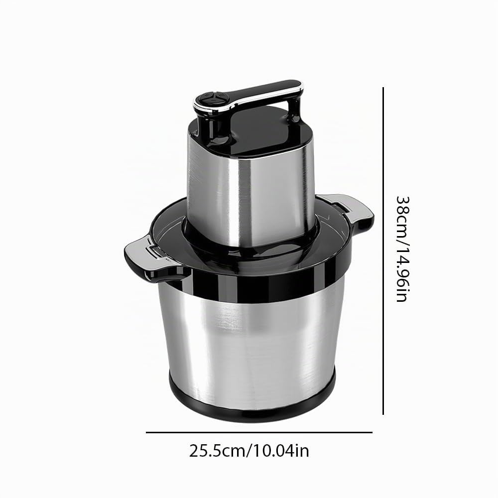 Hachoir Électrique 1500W Multifonction - Mini Hachoir à Viande 8L Avec 3 Vitesses et 4 Lames en Acier Inoxydable - Pour Viande, Légumes, Épices