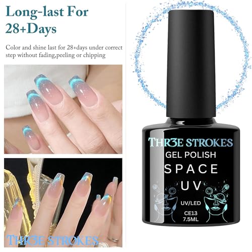 Image of THR3E STROKES 9D Glitter Cat Eye Magnetic Nail Polish Gel Art Manicure DIY at Home Soak Off UV 7.5ML (CE13, 7.5ML)
