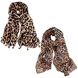 Elegante conjunto de bufandas: recibirá 2 piezas de bufandas ligeras con estampado de leopardo en 2 estilos, que se pueden combinar con diferentes prendas, adecuadas para usar en varias escenas, se volverá más encantador y se destacará entre la multitud