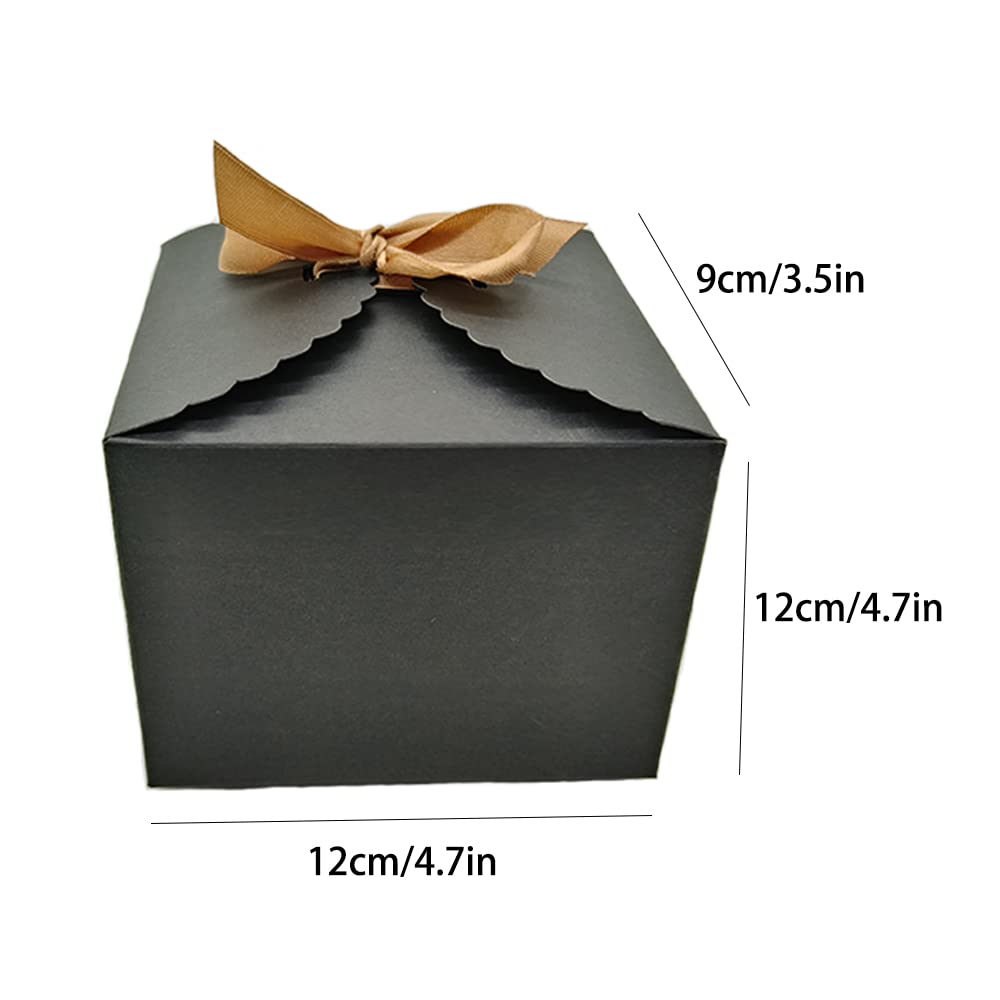 Aisamco 20 sztuk pudełek prezentowych ze wstążką, 12 x 12 x 9 cm / 4,7 x 4,7 x 3,5 cala, pudełko na oświadczyny, na ślub, urodziny, Boże Narodzenie, rękodzieło, czarne