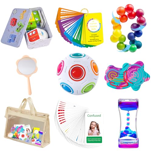 9-Piece Calm Down Corner Supplies for Kids | Anxiety Relief Tools Kit| ADHD Tools for Kids Emotional Support Regulation Items, Fidgets for Autism, Versatile Therapy Sensory Toys for Classroom and Home
