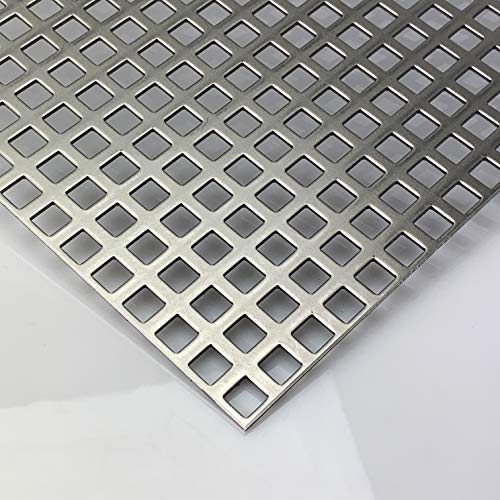 Stahl Blank Lochblech QG10-15 Stahl 2 mm dick Lochblech Zuschnitt nach Wunschmaß (500 mm x 300 mm) Cover