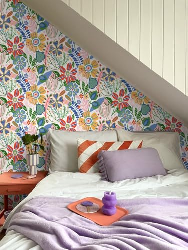 Papier peint fleurs blanc ESTAhome pour masquer un mur terne - 6