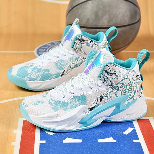 Image of Men's High-Top Basketball Shoes Anti-Slip and Wear-Resistant Soles Running Shoes Graffiti Design Fashionable Sports Shoes