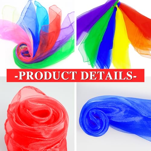 HKACSTHI Kids Juggling & Dance Scarves - Magic Trick Silk Scarves for Play, Music & Rhythm, 24 x 24 inch3