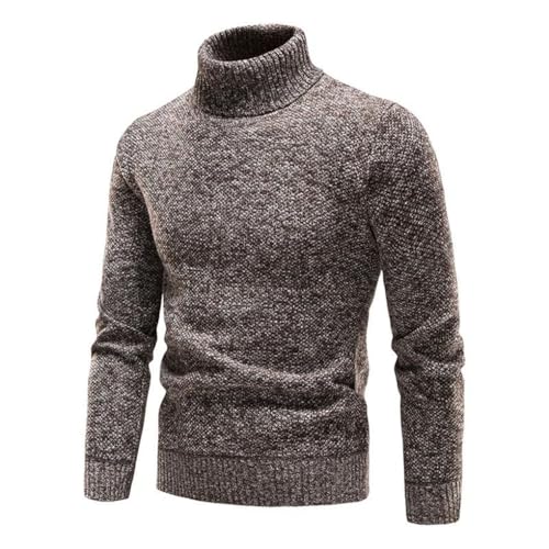 Slim Fit Man Clothes Luxury Black Brown Jumpers Elastic Fleece Sweater Men Thicker High Collar Warm Pullover2
