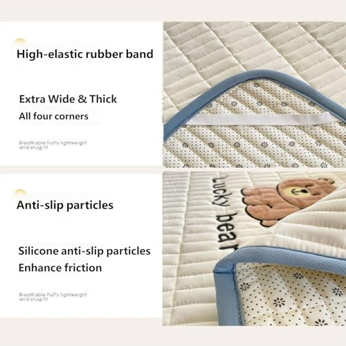 Cubrecolchón acolchado transpirable lavable de tela absorbente para cama 3