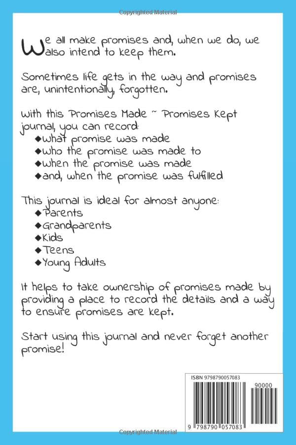 Miniatura 2 de Promises Made Promises Kept, My Promise Journal An easy way to record, track and fulfill important promises.