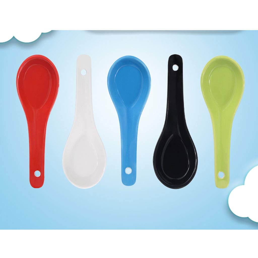 Esslöffel, 10er-Set, Keramik-Suppenlöffel, Porzellan-Suppenlöffel, Suppenlöffel, Esslöffel, Suppenknödellöffel, Weiß/Schwarz/Blau/Rot/Grün, Servierlöffel in fünf Farben (Weiß)