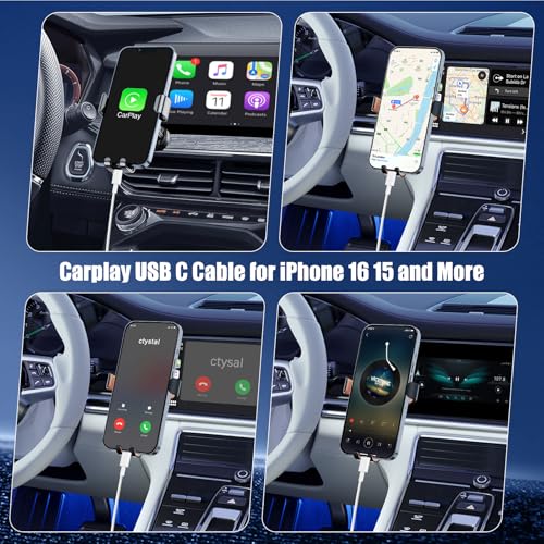 Image of Car Carplay Cable for iPhone 17 16 15, 2-Pack 10FT 60W USB C to USB C Cable And 2-Pack 10FT USB A to USB C Cable for iPhone 17 16 15,for Galaxy S25 S24, for iPad Pro /Air, for MacBook Pro /Air and More