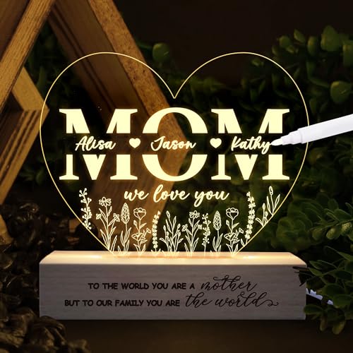 BEETHIS Luce notturna a LED stampata con fiore personalizzato, segno luminoso per mamma, regalo per la festa della mamma, luce notturna personalizzata per mamma, suocera BEETHIS Luce notturna a LED stampata con fiore personalizzato, segno luminoso per mamma, regalo per la festa della mamma, luce notturna personalizzata per mamma, suocera