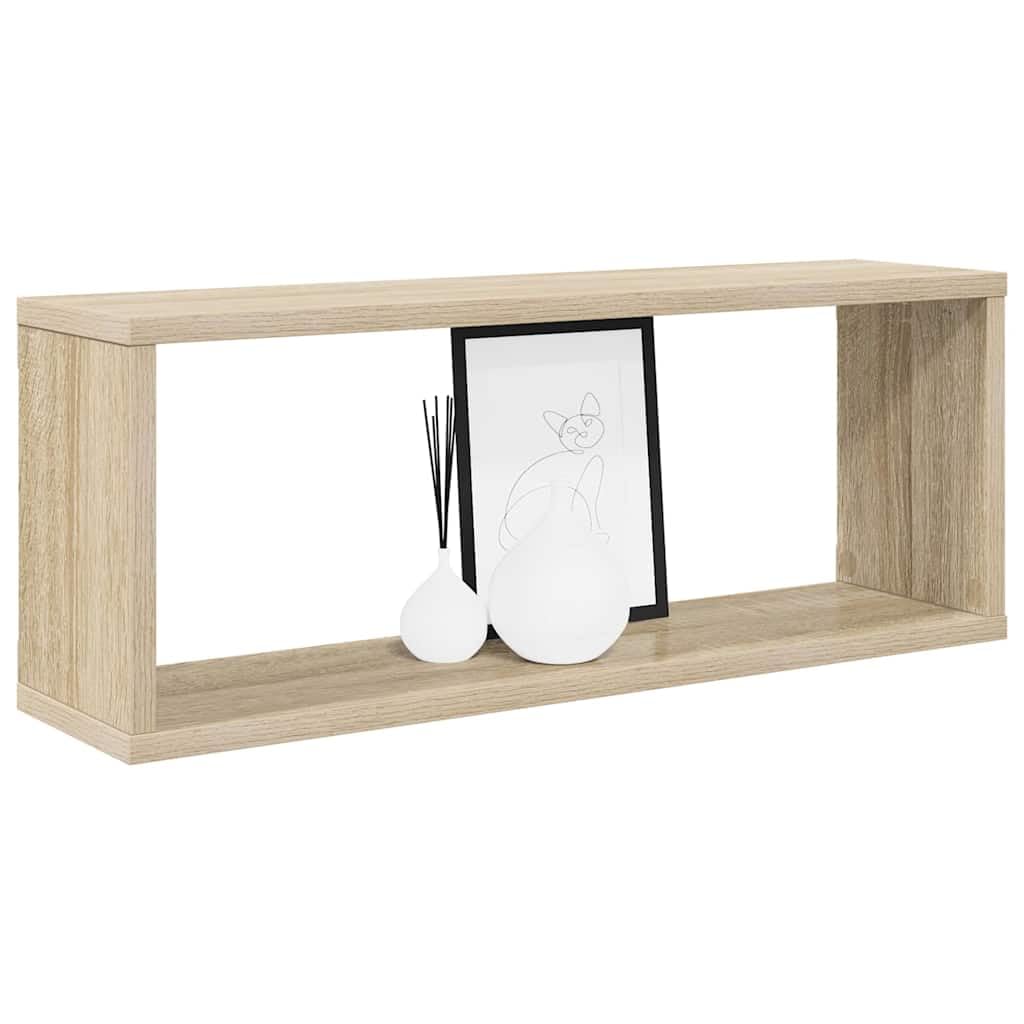 Juego de 6 estantes de pared de roble Sonoma, material de madera, 60 x 15 x 23 cm, almacenamiento decorativo para salón, cocina, baño, dormitorio, oficina, organizador de espacio de