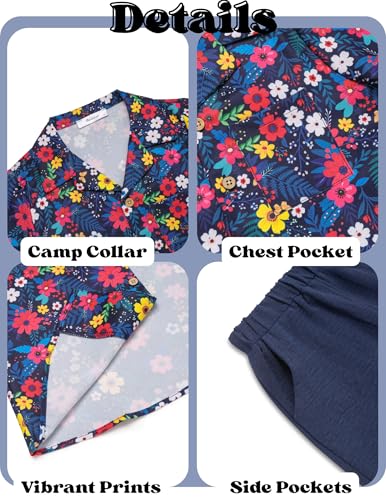 Image of Arshiner Boys 2 Pieces Summer Beach Outfits Short Sleeve Button Down Shirts and Shorts Vacation Texture Sets for Kids