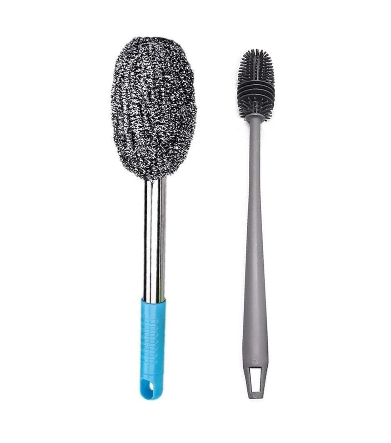 Bottle Cleaner Brush with Long Handle Steel Brush Bottle Washing Brush Stainless Steel Scrubber for Water Bottles, Baby Bottles - Multipurpose Kitchen and Bathroom Cleaner (Pack of 02)-image-7