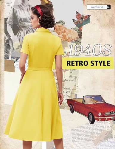 Image of Wedtrend Women's Vintage Tea Dress, Short Sleeve Cocktail Party Dress Work Church Casual Dress