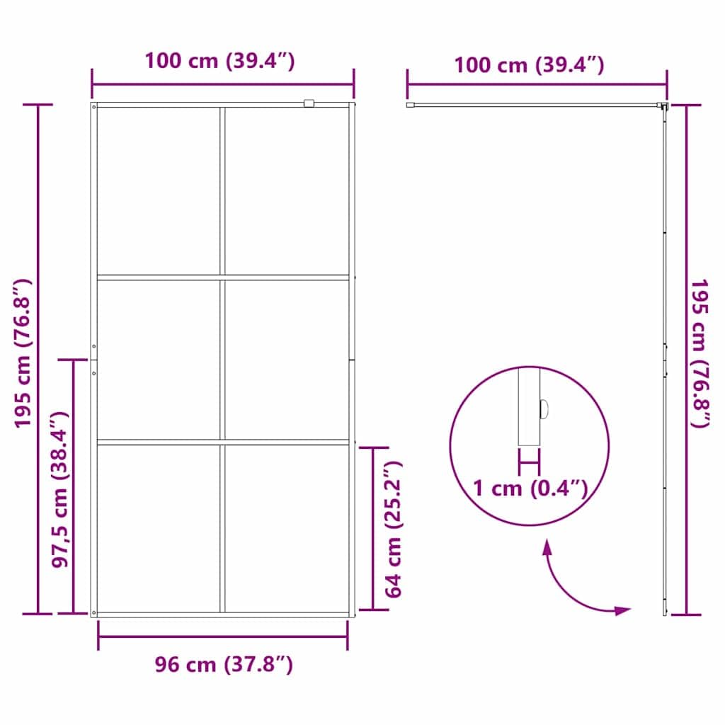 vidaXL Walk-in - Mampara de ducha (cristal templado, 100 x 195 cm), color dorado