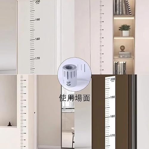 身長計 壁掛け 身長計 ステッカー 壁掛け ウォールステッカー 壁 身長計 壁貼り 身長計 紙 0-200cm 透明 壁装飾 大人用 キッド (透明, 200CM) [5]