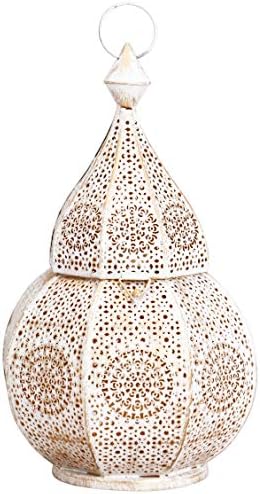 Petite Lanterne Marocaine en métal Anaram 32cm Blanc | Photophore...