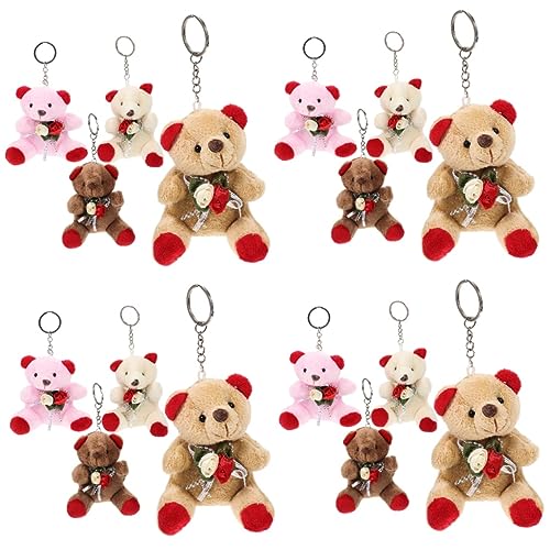PRETYZOOM 16 個 クマのキーホルダーぶら下げ ぬいぐるみキーチェーン くま キーホルダー ぬいぐるみ ハンドバッグ用の財布チャーム ミニクマのおもちゃ くま かわいい 豪華な