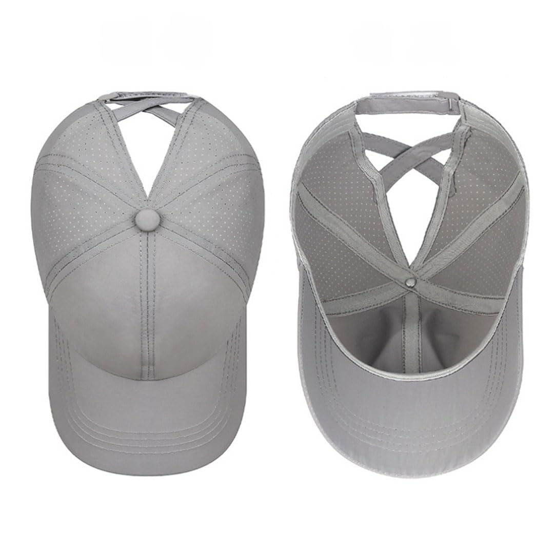 Gorra de Béisbol Mujer Cola de Caballo Verano Transpirable Gorra Secado rápido del Deporte Ponycap de High Messy Bun Ajustable Buckle — view 7