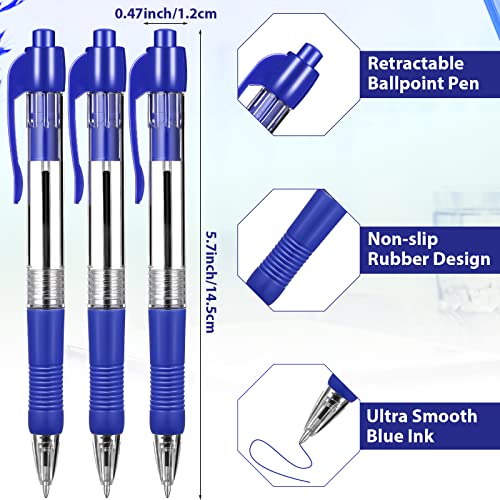 Image of Fainne 200 Pack Retractable Ballpoint Pen 1.0 mm Medium Point Refillable Smooth Click Writing Pens With Grip for Work Journal Writing Office School Supplies(Blue Ink)