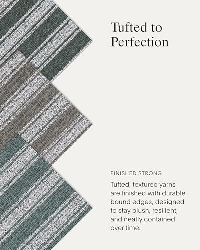 Image of Chilewich Martha by Martha Stewart Boardwalk Stripe Shag Mat | Premium Indoor /Outdoor Runner Rug for Entryway, Kitchen, Dining Room, Bathroom, Patio, Waterproof Backing, Seaside, 2'x 6'