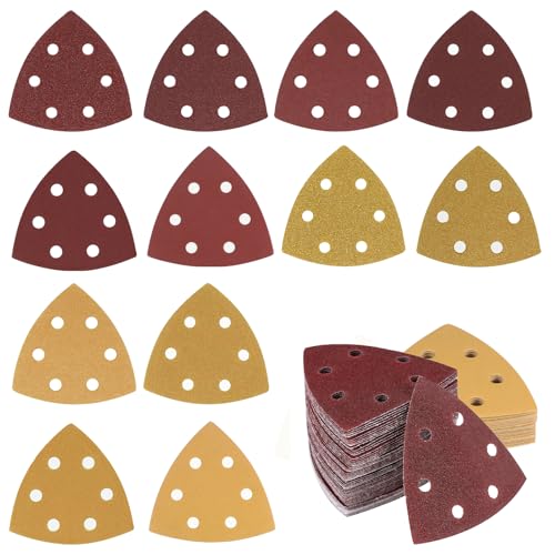 120 Pcs Sandpaper for Triangle Sander Triangle Sander 6 Hole Delta Sander 6 Holes Sandpaper Sandpaper with Triangle Set 60/80/120/180/240/320