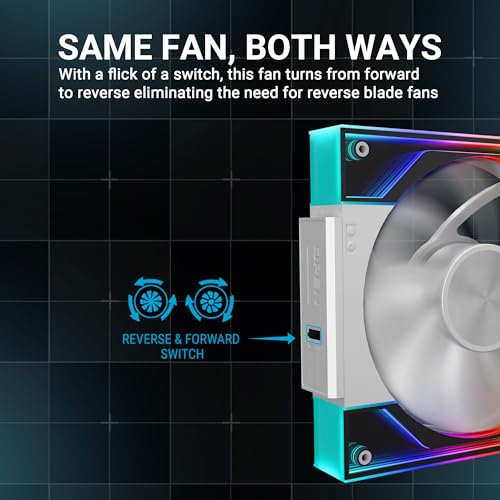 Image of Ant Esports QuartzFlow 3-In-1 120mm ARGB Stackable Case Fan Kit with Forward /Reverse Switch and Wire Free Daisy Chain - White
