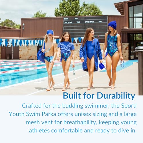 Sporti Youth Swim Parka with Comfort Plush Fleece Lining, Multi Pocket Zipper - Water Resistant Swim Coats for Boys & Girls4