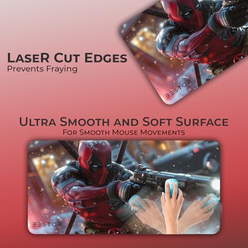 Image of BESTOR Gaming Mousepad with Precise Cut Edges Waterproof Surface & Non-Slip Rubber Base Gaming Mouse Mat for Laptop (60cm x 28cm)