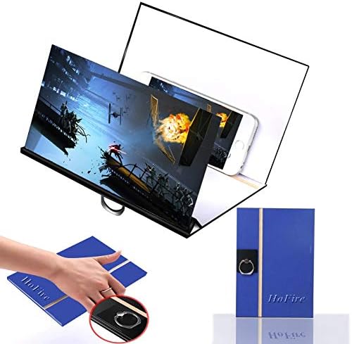 [Upgrade Newest] 8" Screen Magnifier,HoFire Cell Phone 3D HD Movie Video Amplifier with Foldable Holder Stand for iPhone X / 8/8 Plus / 7/7Plus and All Other Smart Phones(Blue)
