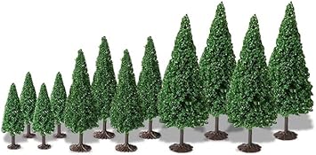 Cutemini Model Cedar Trees 12PCS Train Scenery Landscape Pine Miniature Diorama Trees Mixed Model for Road Architecture Building DIY Decoration Gift (12)