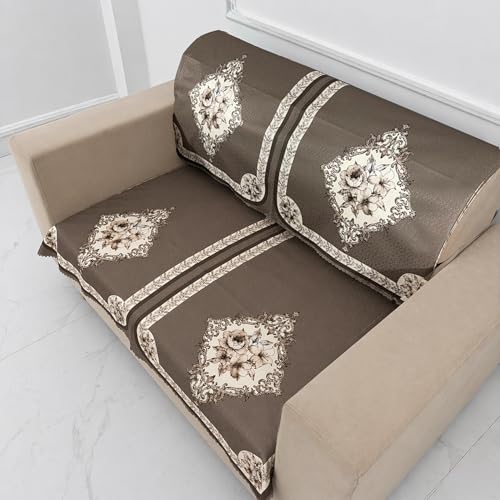 Image of Homerz Premium Waterproof Jasmine Joe Sofa Seat Cover - Floral Printed Sofa Protector | Non-Slip, Washable & Durable Sofa Protector (Coffee, 2 Seater with Back)
