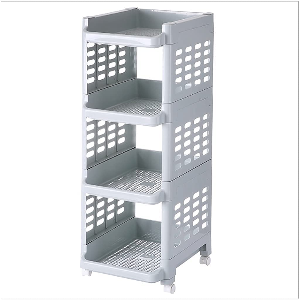 Chariot de cuisine haut de gamme en PP robuste au design moderne à paniers modulables multicouches