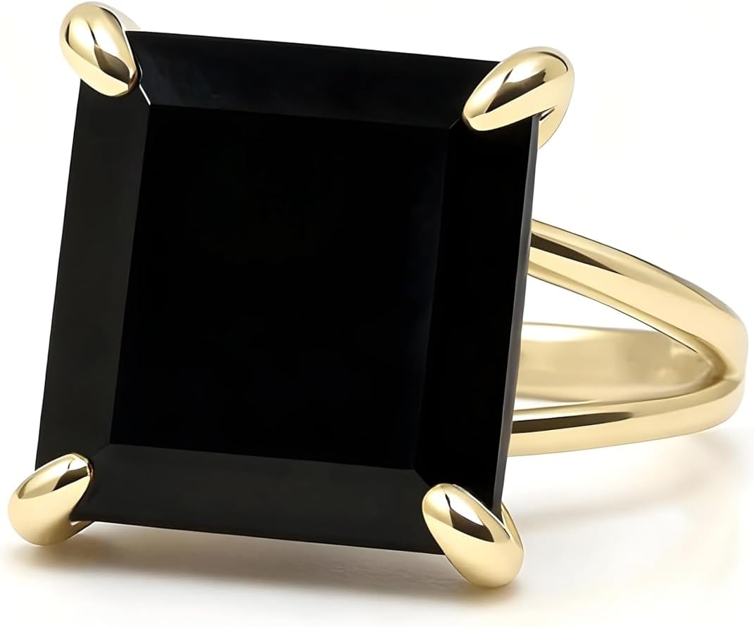 Stunning Black Rings for Women - Handcrafted Black Onyx Jewelry in 14k Gold - Elegant Gold Rings for Every Accessory Need - with Jewelry Box