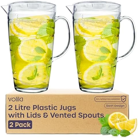 2L Clear Plastic Jug with Lid Cover