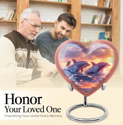 Image of Dolphin Urn - Heart Urns for Ashes - Cremation Urn for Adults - Cremation Urn for Adults - Ashes Urn Adult - (Size - 8 inch)