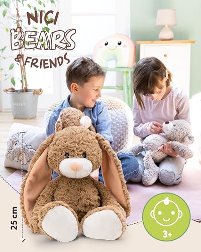 NICI Kuscheltier Hase Lopino 25cm - braun - Weiches Plüschtier – niedliches Stofftier zum Kuscheln & Spielen – tolle Geschenkidee für Kinder & Erwachsene | 62314