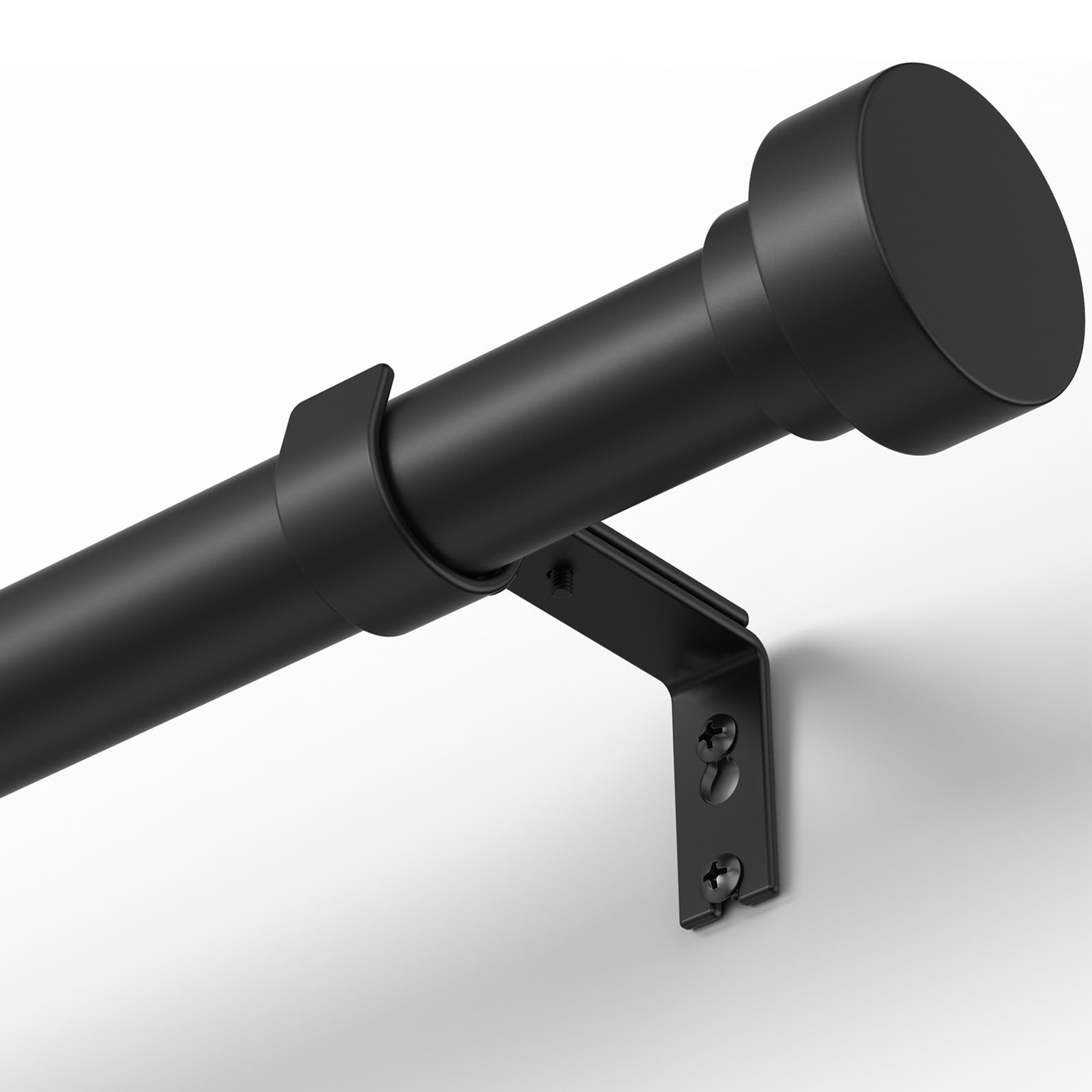 PeSenp Black Curtain Poles 85 to 152 cm, 25 mm Extendable Curtain Poles for Eyelet Curtains, Heavy Duty Metal Curtain Rod with Adjustable Brackets for Bedroom, Living Room (Window Size: 55-132 cm)
