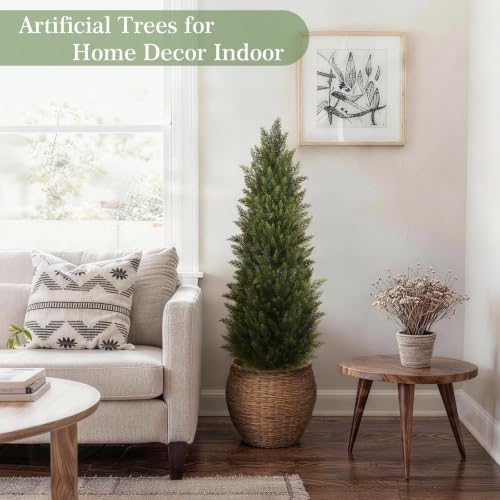 Image of Vitalismo 6FT Artificial Cedar Trees Set of 2 for Outdoor Front Porch