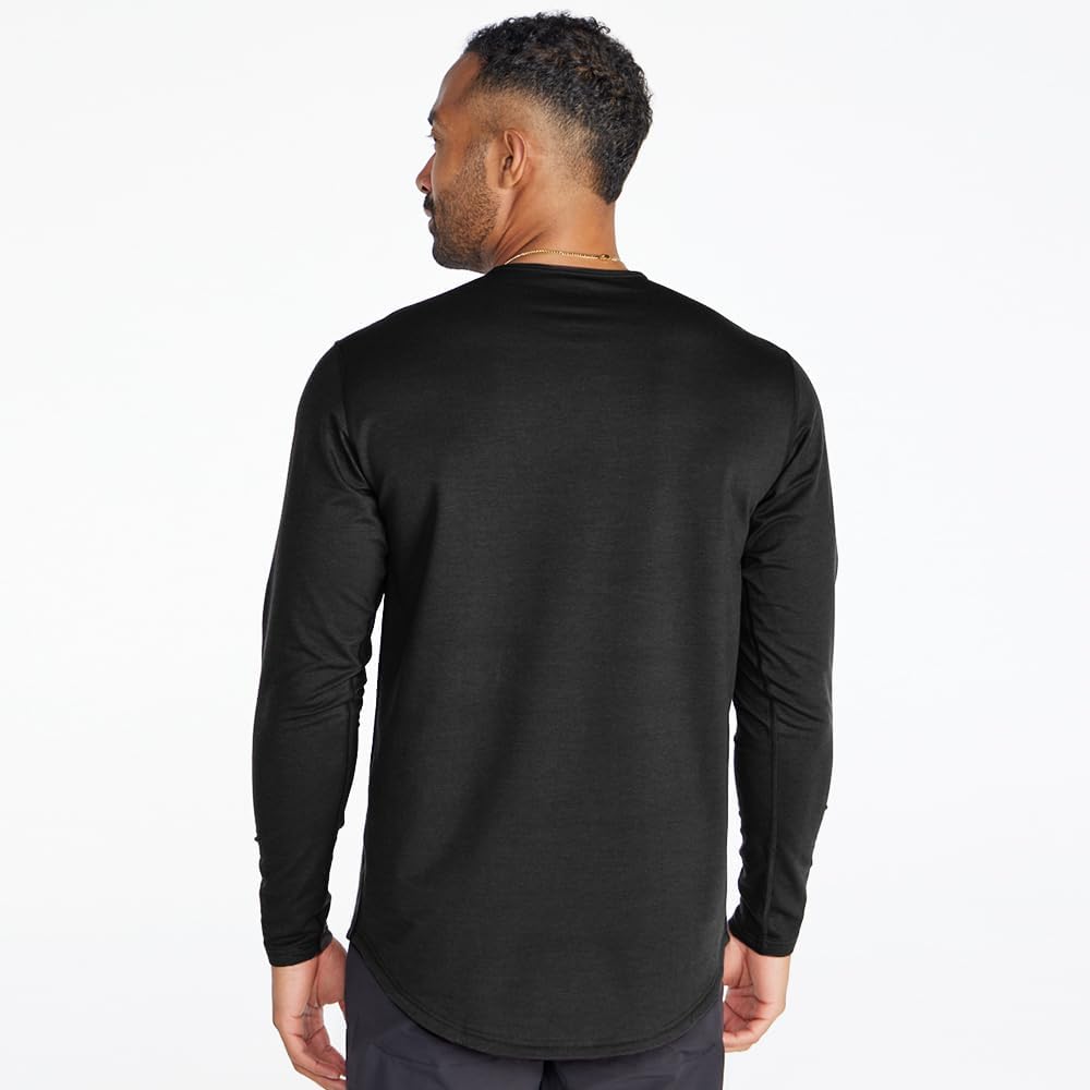 BYLT Men's Drop-Cut Long Sleeve – Plain Crewneck Shirt for Men – Soft Polyester, Cotton, Spandex Blend – Wrinkle Resistant - Image 6