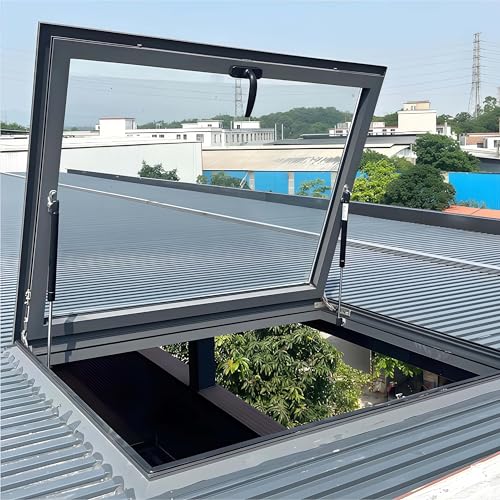 Egress - Ventana de techo de doble capa de vidrio templado con marco de aluminio para ático, sótano y solárium, perfecto para luz natural y ventilación