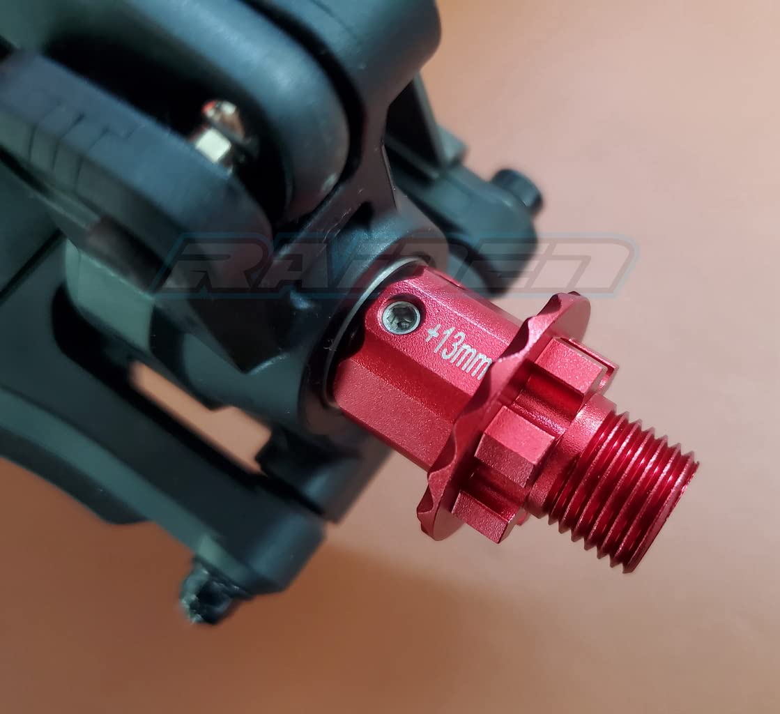 Photo 1 of Aluminum Alloy +13mm Wide 17mm splined Wheel hubs Hex Adapters for Traxxas 1/8 4WD Sledge Monster Truck Replace 8654 2pcs - RED