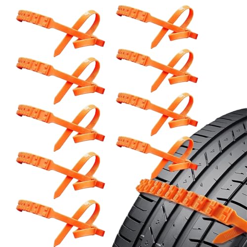 FVPKYUR 10 Stück Schneeketten Für Autoreifen, 90x2cm Auto Anti-Rutsch Kabelbinder, Schneeketten Für Winter Autoreifen, Reifen Schneekette Ultraleistungsfähig, Winter Reifenketten Für Suv, Lkw
