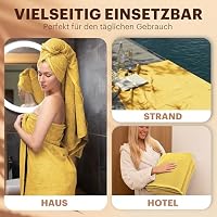 NatureMark 4er Duschtuch-Set – weiche und saugfähige Duschtücher aus 100% Baumwolle, geeignet für den täglichen Gebrauch – Gelb, 70x140 cm – Ansicht 5