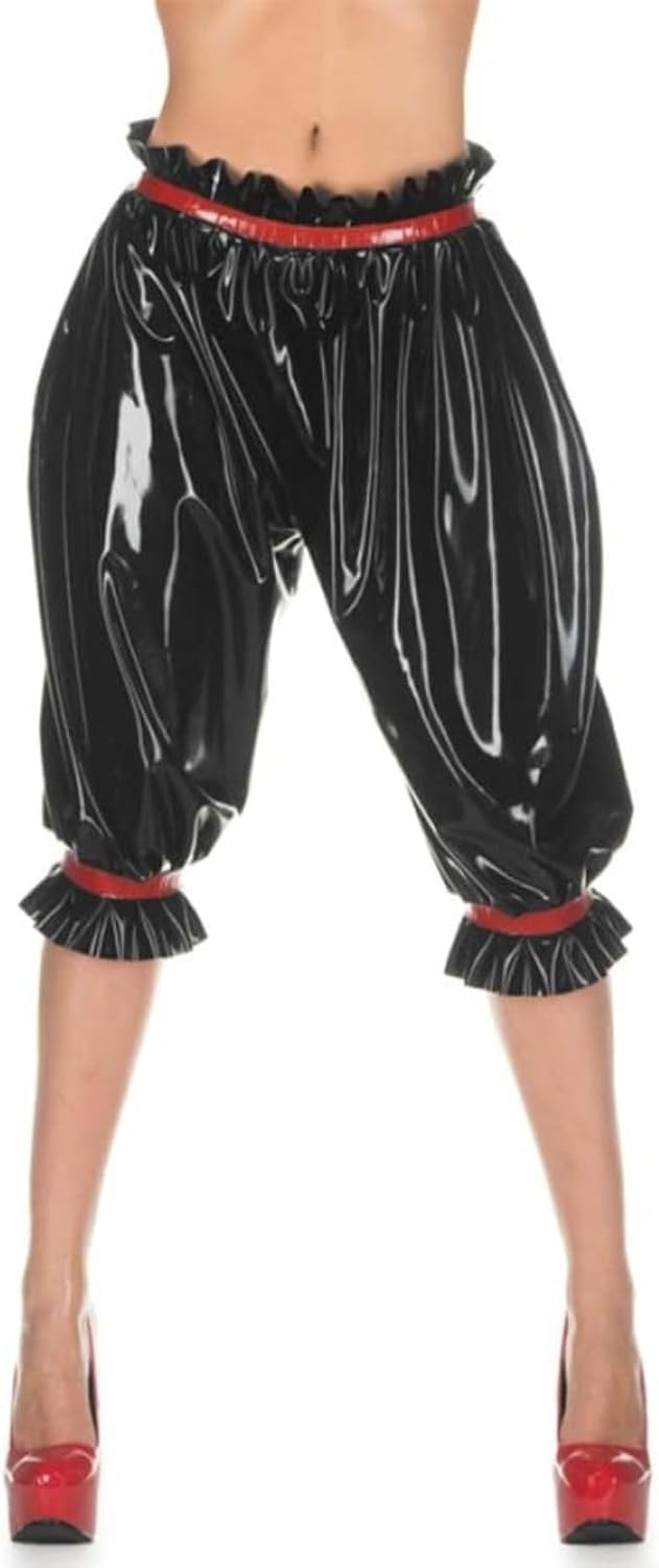Latex Gummi Rubber Black Long Bloomers Trousers Pants Cosplay Customized