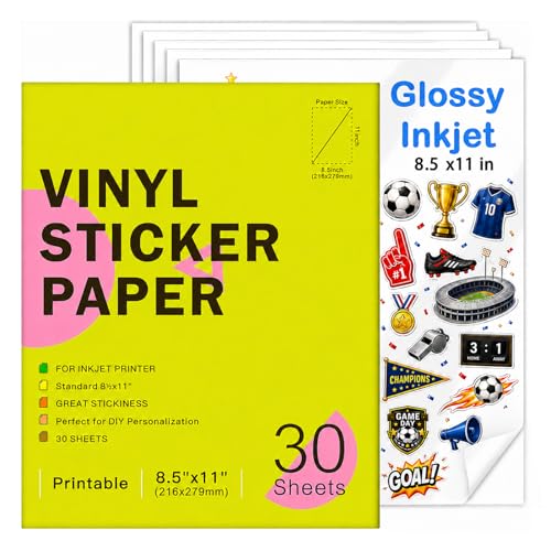 Papier étiquette vinyle blanc brillant Ruibytree A4 30 feuilles pour imprimante jet d'encre