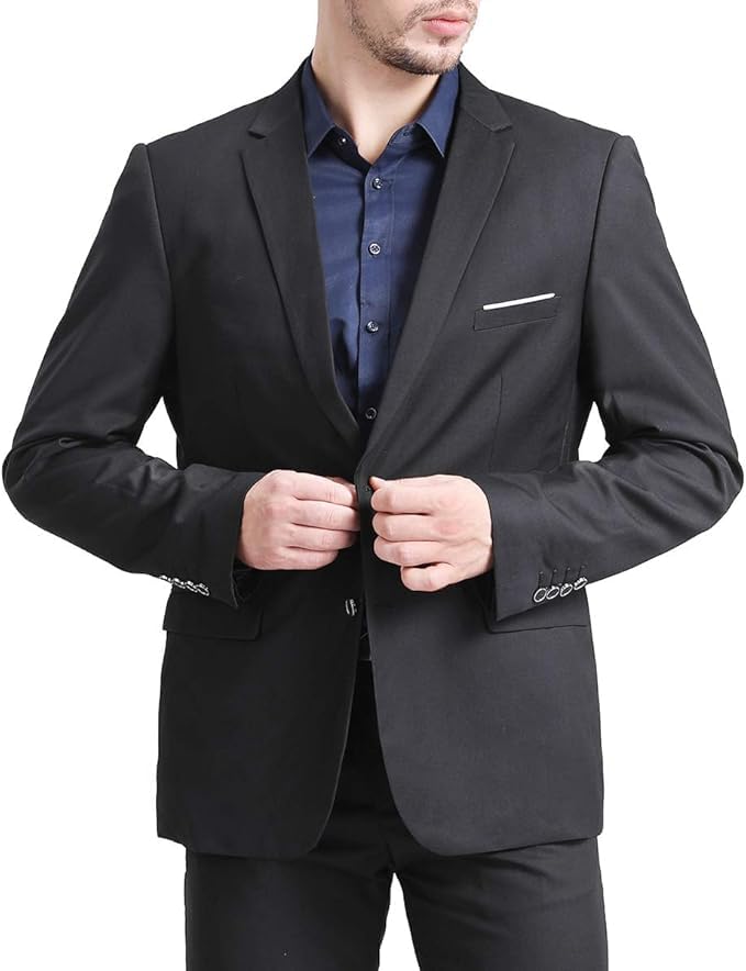 Men's Slim Fit 1 Button 2 Piece Suit Set, Shawl Lapel Blazer Jacket Vest Pants, Tuxedos Prom&Vacation4